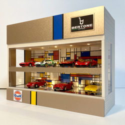 1/64展示14台可・近未来ガレージ・ディスプレーBOX・LED照明ネオ