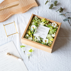 【ゲスト参加型 結婚証明書】キャンバスタイプ（ホワイトグリーン / アーティフィシャルフラワー） 3枚目の画像