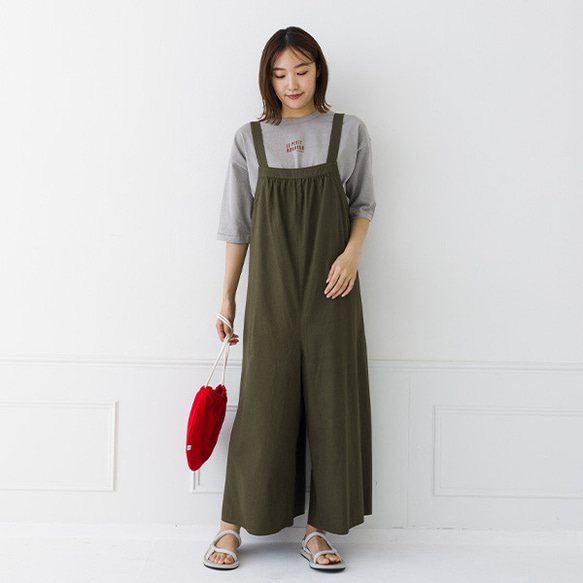 【30％OFF】体系カバー コットン100％ ワイド サロペットパンツ 9枚目の画像