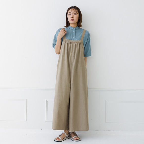 【30％OFF】体系カバー コットン100％ ワイド サロペットパンツ 5枚目の画像