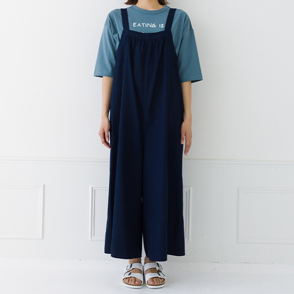 【30％OFF】体系カバー コットン100％ ワイド サロペットパンツ 4枚目の画像