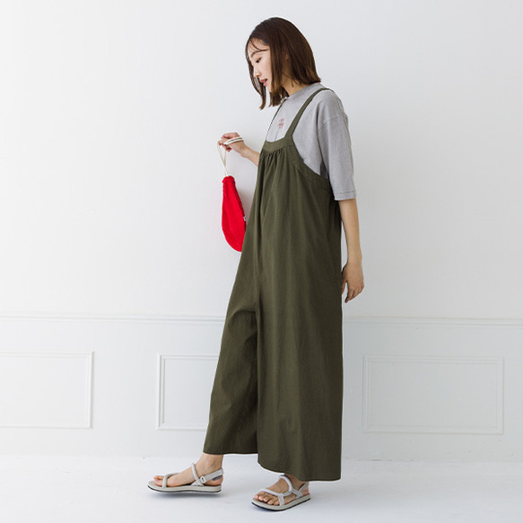 【30％OFF】体系カバー コットン100％ ワイド サロペットパンツ 10枚目の画像