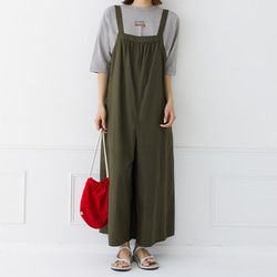 【30％OFF】体系カバー コットン100％ ワイド サロペットパンツ 3枚目の画像