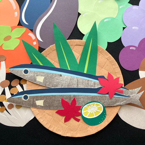 【EA-02】秋の味覚×5セット　秋　サンマ　壁面飾り EA-02】秋の味覚 秋 さんま 壁面飾り 切り絵 Chocolat 通販