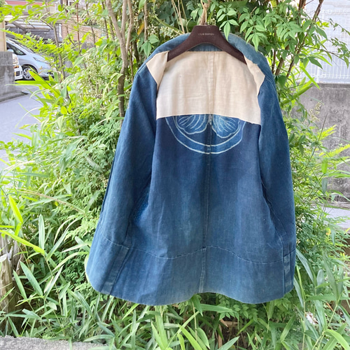 916 襤褸 印半纏 野良着 ヴィンテージ 藍染 藍染め 古布 リメイク 筒