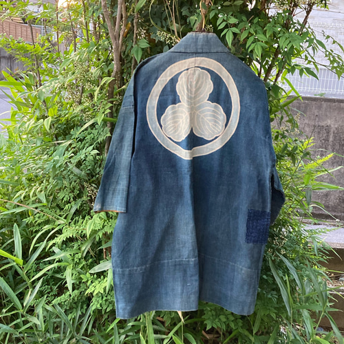 916 襤褸 印半纏 野良着 ヴィンテージ 藍染 藍染め 古布 リメイク 筒