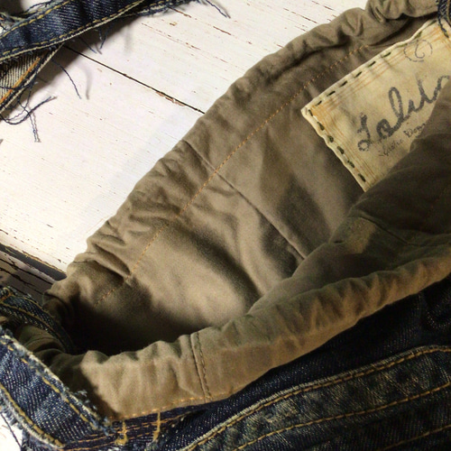 デニムジーンズリメイク巾着ショルダートートバッグbag-0020