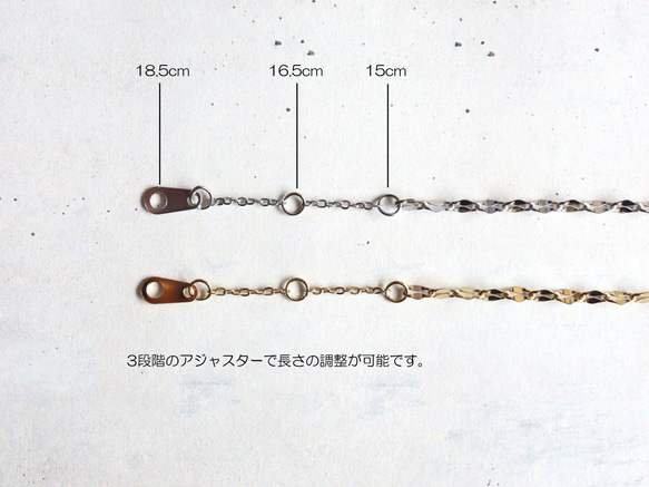 ☆新作☆煌めく ペタルチェーンブレスレット つけっぱなしOK 錆びないサージカルステンレス【gold & silver】 6枚目の画像