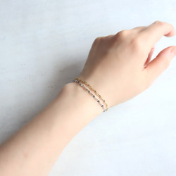 ☆新作☆煌めく ペタルチェーンブレスレット つけっぱなしOK 錆びないサージカルステンレス【gold & silver】 9枚目の画像