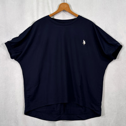 【觸感涼爽】【五色可選】印花貓咪刺繡大號套頭短袖T卹/上衣 第3張的照片