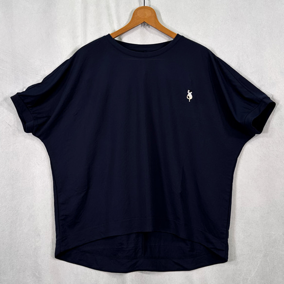 【觸感涼爽】【五色可選】印花貓咪刺繡大號套頭短袖T卹/上衣 第3張的照片