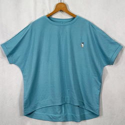 【觸感涼爽】【五色可選】印花貓咪刺繡大號套頭短袖T卹/上衣 第5張的照片