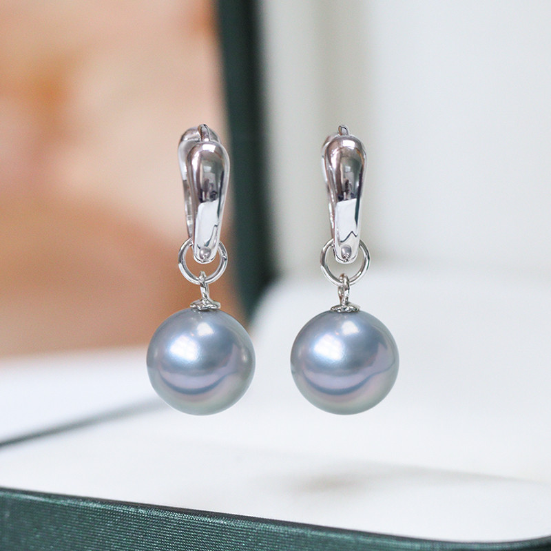 【La Corser】日本製 7.5-10mm アコヤ真珠 天然海水真珠 ピアス ラウンドパールピアス 18Kゴールド