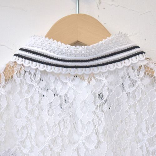 送料無料）ライン入りお花のレース刺繍つけ襟（白）【No.1138】 その他