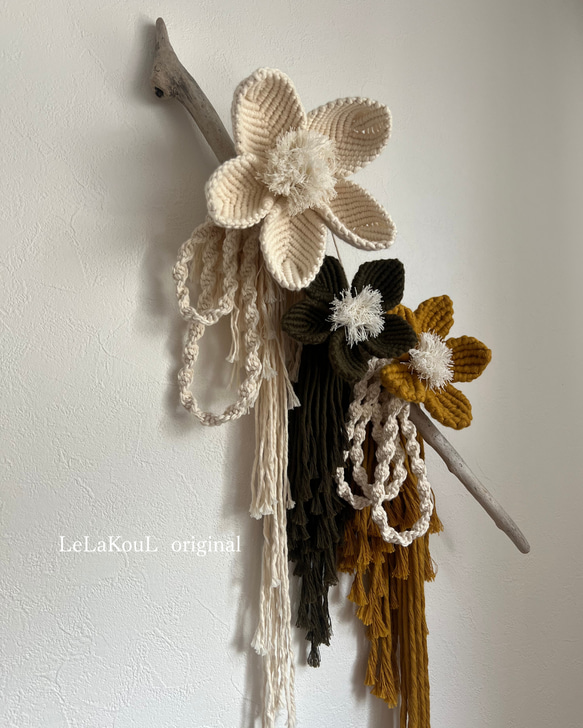 only【 一点限り 】LeLaKouL original お花タペストリー マクラメタペストリー 4枚目の画像