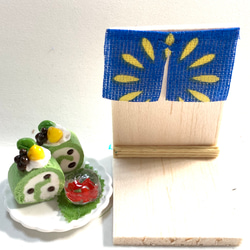 ☆夏和菓子　抹茶ロールケーキと金魚ゼリー　樹脂粘土　 4枚目の画像