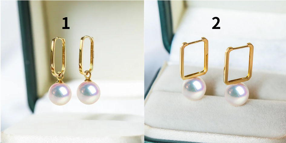 【La Corser】7-10mmアコヤ天然海水真珠ピアス2点セット、18Kゴールドピアス、ラウンドパール