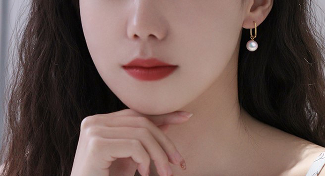 【La Corser】7-10mmアコヤ天然海水真珠ピアス2点セット、18Kゴールドピアス、ラウンドパール