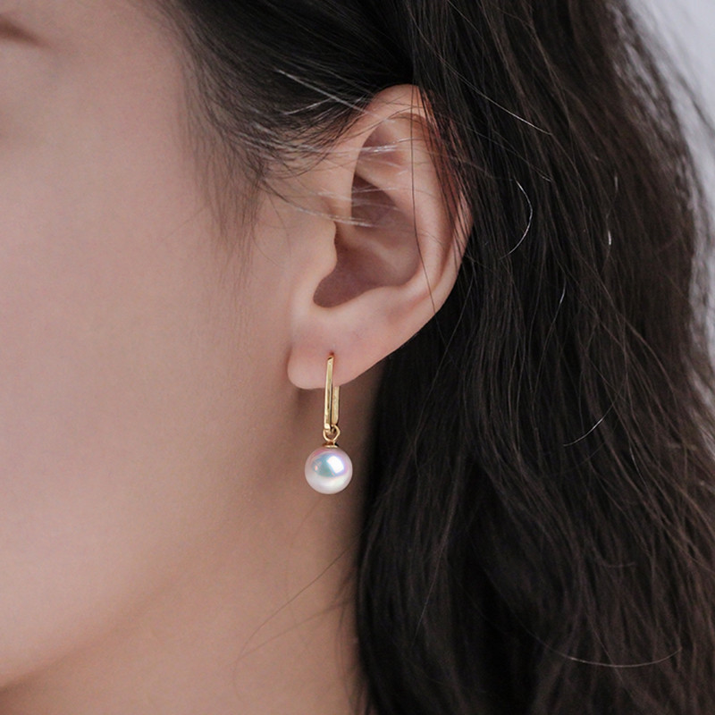 【La Corser】7-10mmアコヤ天然海水真珠ピアス2点セット、18Kゴールドピアス、ラウンドパール