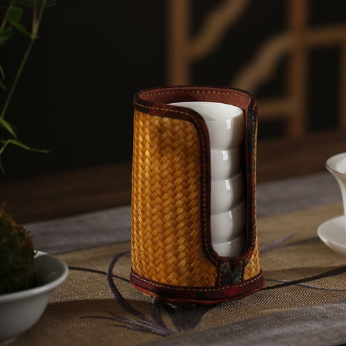 煎茶碗 煎茶道具 手作り アウトドア 籠 巾着 収納ケース 碗筒 旅行茶器