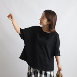 ⁑夏ＳＡＬＥ　新作　度詰め天竺コットン１００％Tシャツ生地  胸元フリルかぶるだけプルオーバーTシャツ ゆったり黒F09 13枚目の画像