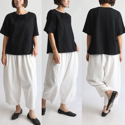 ⁑夏ＳＡＬＥ　新作　度詰め天竺コットン１００％Tシャツ生地  胸元フリルかぶるだけプルオーバーTシャツ ゆったり黒F09 4枚目の画像