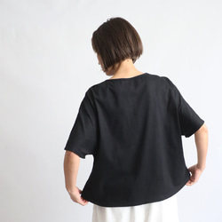 ⁑夏ＳＡＬＥ　新作　度詰め天竺コットン１００％Tシャツ生地  胸元フリルかぶるだけプルオーバーTシャツ ゆったり黒F09 5枚目の画像