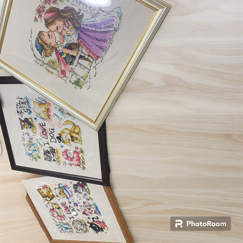 クロスステッチ完成品美女と野獣(即日発送) その他置物 糸猫工房