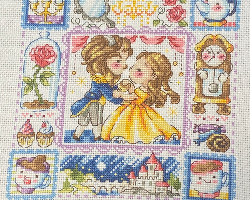 クロスステッチ完成品美女と野獣(即日発送) その他置物 糸猫工房