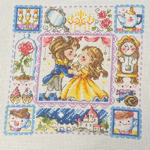 クロスステッチ完成品美女と野獣(即日発送) その他置物 糸猫工房