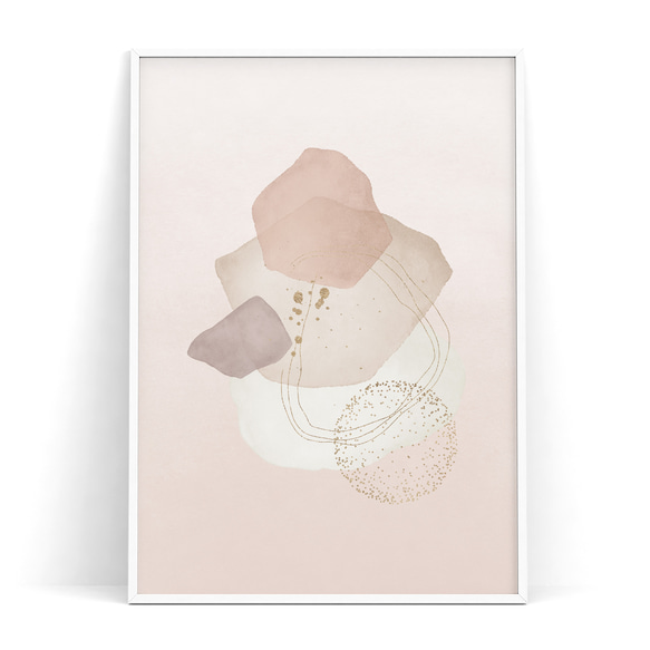 北欧ポスター【 modern shapes pink＆beige 】３枚からデザイン選べる　ピンク ベージュ ゴールド 5枚目の画像