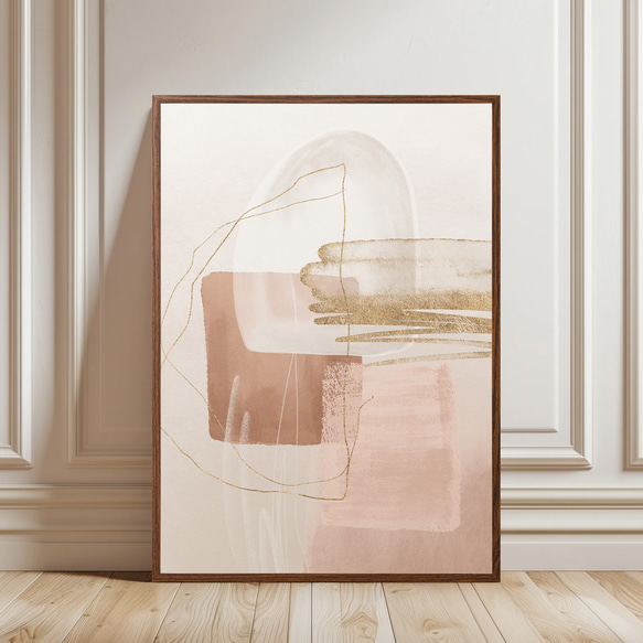 北欧ポスター【 modern shapes pink＆beige 】３枚からデザイン選べる　ピンク ベージュ ゴールド 6枚目の画像