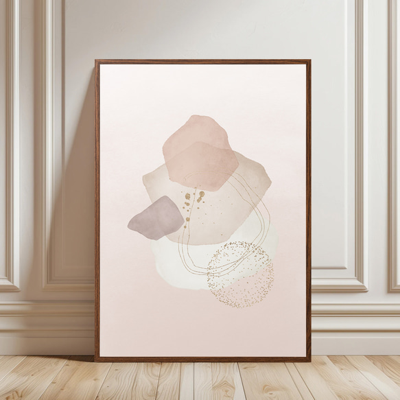 北欧ポスター【 modern shapes pink＆beige 】３枚からデザイン選べる　ピンク ベージュ ゴールド 4枚目の画像