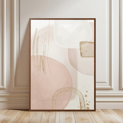 北欧ポスター【 modern shapes pink＆beige 】３枚からデザイン選べる　ピンク ベージュ ゴールド 2枚目の画像