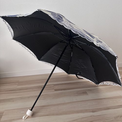バーバリー 日傘 晴雨兼用 折りたたみ 傘 黒 ブラック UV レディース 晴雨兼用 折りたたみ傘 日傘 雨傘 無地 花柄 縁取り