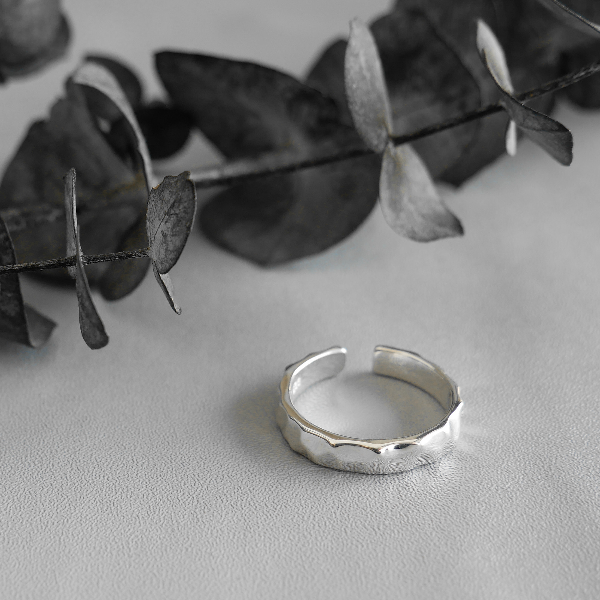 【サイズ調整可】テクスチャーリング / silver　R086