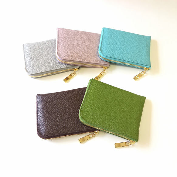 軽い！小さい！コンパクトサイズのミニ財布◇高級イタリアンレザー◇6枚カードポケット【かわつむ】ハーフ L字 皮 革 小 3枚目の画像