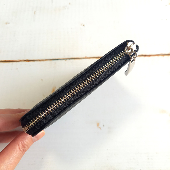 軽い！小さい！コンパクトサイズのミニ財布◇高級イタリアンレザー◇6枚カードポケット【かわつむ】ハーフ L字 皮 革 小 15枚目の画像