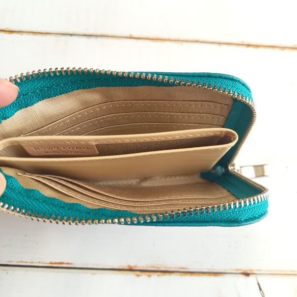 軽い！小さい！コンパクトサイズのミニ財布◇高級イタリアンレザー◇6枚カードポケット【かわつむ】ハーフ L字 皮 革 小 13枚目の画像