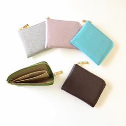 軽い！小さい！コンパクトサイズのミニ財布◇高級イタリアンレザー◇6枚カードポケット【かわつむ】ハーフ L字 皮 革 小 1枚目の画像