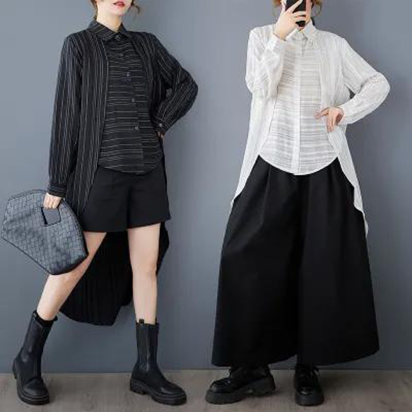 大きいサイズ イレギュラー　トップス　レディース 春夏　 新品 長袖　変形 1枚目の画像