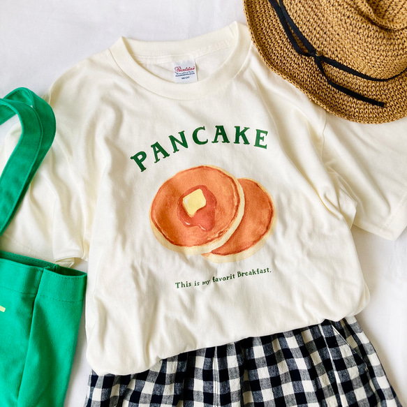【７月下旬発送】パンケーキTシャツ（クリーム）｜小麦シリーズ 1枚目の画像