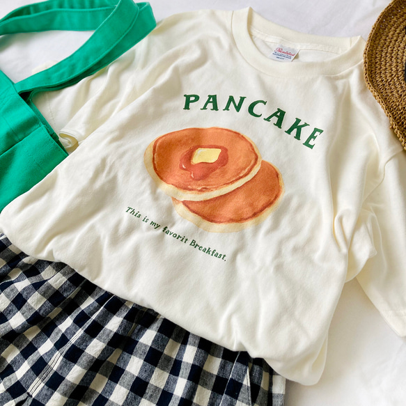 【７月下旬発送】パンケーキTシャツ（クリーム）｜小麦シリーズ 4枚目の画像