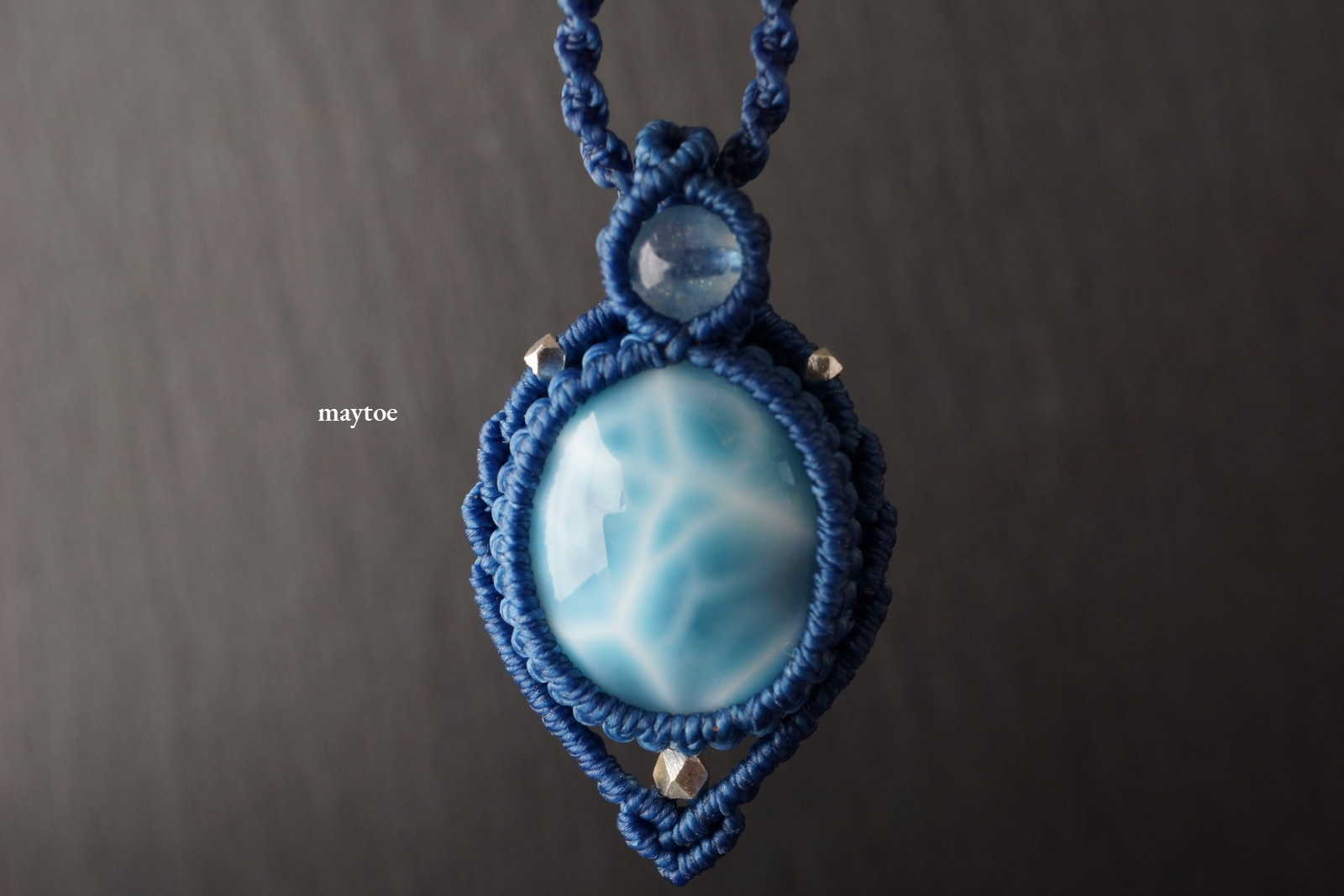 【極上の一品】ラリマーの1点物マクラメネックレス ～ sea ～