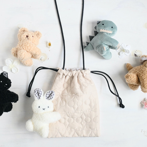 ペニンシュラ シェフ ぬいぐるみと巾着バッグ くっつきぬいぐるみ専用 巾着ポシェット アイボリー(ぬいぐるみは別