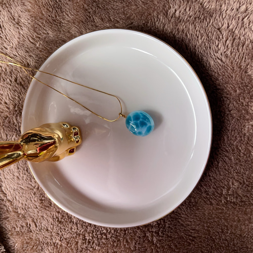 天然無処理 ラリマー ペンダントトップ k18 6.2g 両面模様あり