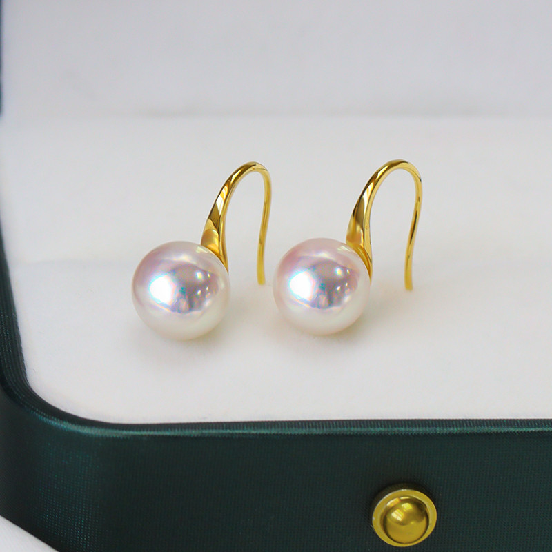 【La Corser】ハイヒール アコヤ真珠 イヤリング 7-10mm 日本製 天然海水真珠 18Kゴールド 耳かけデザイン ラ