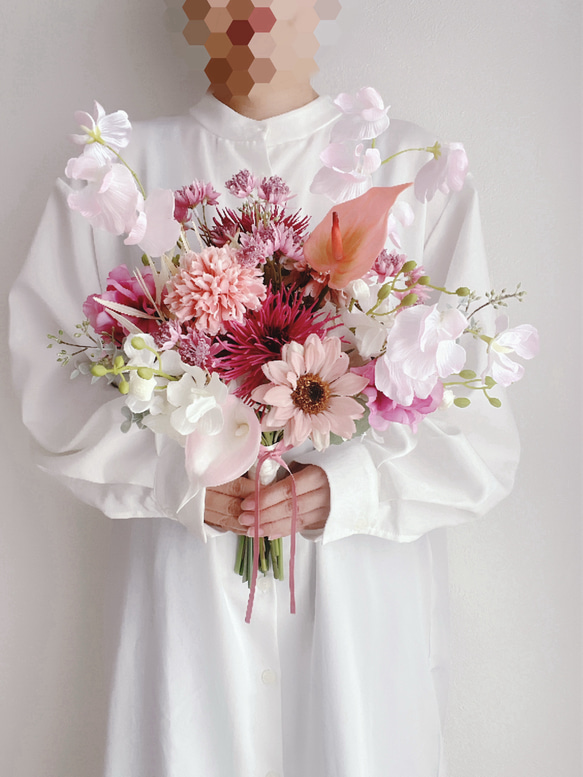 No.16 アーティフィシャルフラワー ウェディングブーケ ピンク
