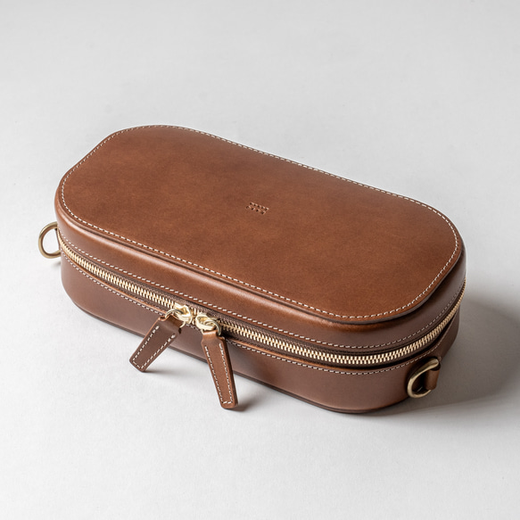 木模製作的皮革小包 [棕色] 第3張的照片