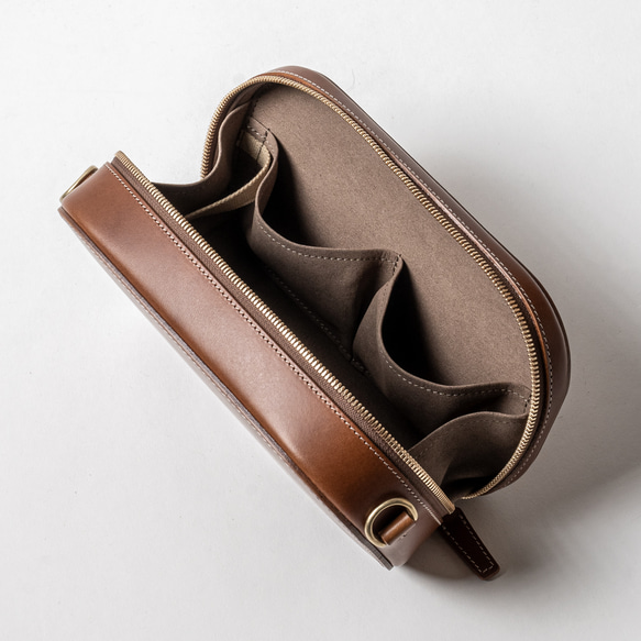 木模製作的皮革小包 [棕色] 第6張的照片